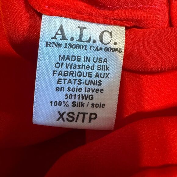 A.L.C Red Silk Keyhole Button Down - Picture 11 of 11